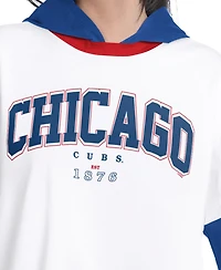 G-iii 4Her by Carl Banks Women's White/Royal Chicago Cubs Key Player Oversized HoodedLong sleeves T-Shirt