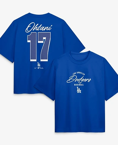 Nike Women's Shohei Ohtani Royal Los Angeles Dodgers Premium Essentials Boxy Name Number T-Shirt