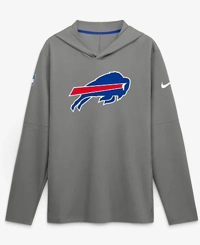 Nike Men's Gray Buffalo Bills Sideline Alternate LightweightLong sleeves Hooded Dri-fit T-Shirt