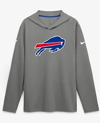Nike Men's Gray Buffalo Bills Sideline Alternate LightweightLong sleeves Hooded Dri-fit T-Shirt