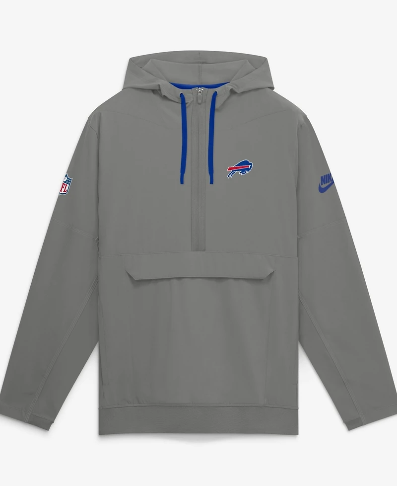 Nike Men's Gray Buffalo Bills Sideline Broken Rules Alternate Anorak Half-Zip Hoodie