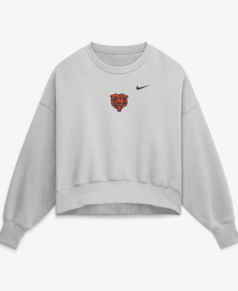 Nike Women's Gray Chicago Bears Oversized Primetime Phoenix Fleece Sweatshirt