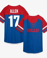 Fanatics Women's Josh Allen Royal Buffalo Bills Curl Route Athena Lace-Up Name Number Shirt