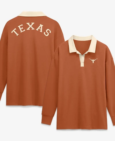Nike Women's Orange Texas Longhorns Oversized Essential Dri-FITLong sleeves V-Neck Polo Shirt