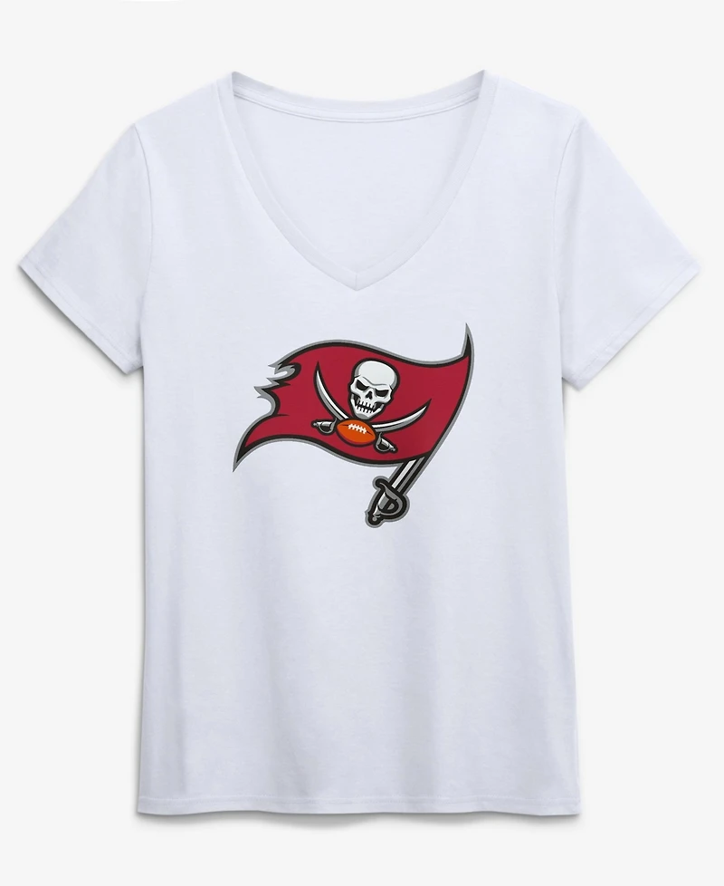 Logo Athletic Women's White Tampa Bay Buccaneers Primary V-Neck T-Shirt