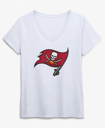 Logo Athletic Women's White Tampa Bay Buccaneers Primary V-Neck T-Shirt