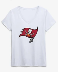 Logo Athletic Women's White Tampa Bay Buccaneers Primary V-Neck T-Shirt