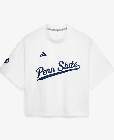 Adidas Women's White Penn State Nittany Lions Cropped Baseball Fashion Jersey