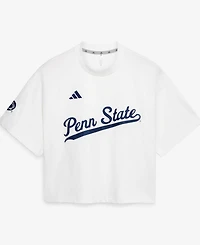 Adidas Women's White Penn State Nittany Lions Cropped Baseball Fashion Jersey