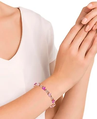 Macy's Simulated Pink Sapphire, Pink Cubic Zirconia and Cubic Zirconia Heart and 'X' Bracelet
