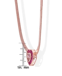 Macy's Simulated Pink Sapphire and Pink Cubic Zirconia Heart on Herringbone 18'' Necklace