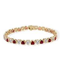 Macy's Simulated Ruby and Cubic Zirconia Bezel Heart Laydown Bracelet