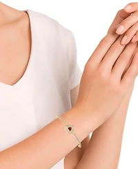 Macy's Simulated Ruby and Cubic Zirconia Baguette Heart Adjustable Bracelet