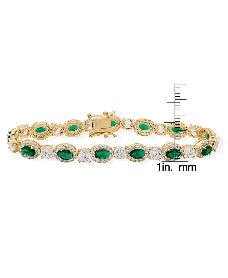 Macy's Simulated Emerald and Cubic Zirconia Oval Halo Laydown Bracelet