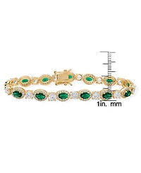 Macy's Simulated Emerald and Cubic Zirconia Oval Halo Laydown Bracelet