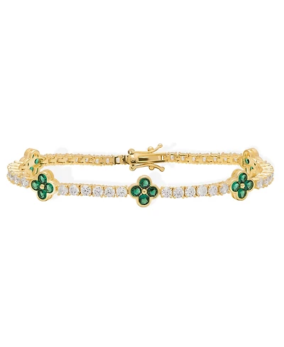 Macy's Simulated Emerald and Cubic Zirconia Clover Bracelet