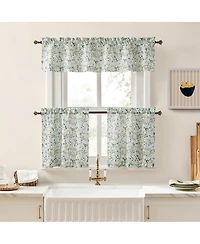 No. 918 Portia Watercolor Wildflower Semi-Sheer Rod Pocket Kitchen Curtain Valance