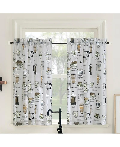 No. 918 Java Joy Cotton Blend Semi-Sheer Rod Pocket Kitchen Curtain Tier Pair