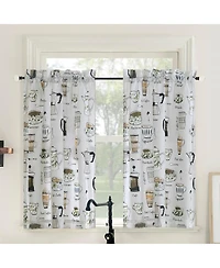 No. 918 Java Joy Cotton Blend Semi-Sheer Rod Pocket Kitchen Curtain Tier Pair