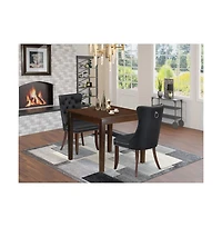 East West Furniture 3 Piece Kitchen Table Set for Small Spaces