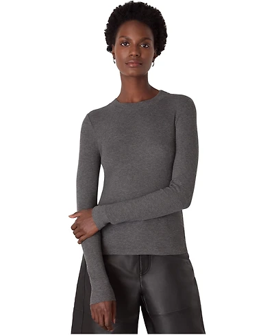 Whistles Women's Essential Ribbed Crew Long Sleeve Top