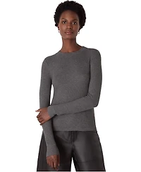 Whistles Women's Essential Ribbed Crew Long Sleeve Top