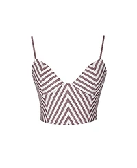 Miss Circle Women's Chevron Striped Linen Cropped Top