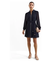 Phase Eight Women's Pleated Zip Shirt Mini Dress