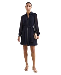 Phase Eight Women's Pleated Zip Shirt Mini Dress