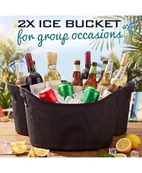 Piscifun 2 Pack 6.5L Soft Cooler Ice Bucket Portable Foldable Insulated Oxford Cloth Leakproof Liner for Camping Picnic Parties