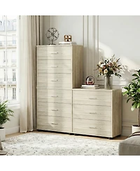 Aheaplus Wooden Storage Dresser with 3-Drawers, Nightstand Food Pads