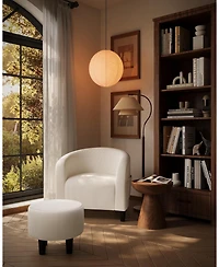 gaomon Corduroy Barrel Sofa Chair, Accent Chair with Ottoman for Bedroom, Small Space