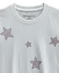 With Jules Girls' 7-16 Crewneck Star Rhinestone Printed T-Shirt