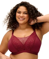 Elomi Plus Tiernie Wireless Unlined Lace Bralette, EL303317