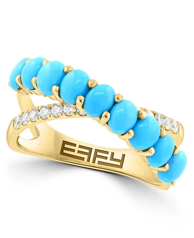 Effy Collection Turquoise & Diamond (1/4 ct. t.w.) Ring in 14k Yellow Gold