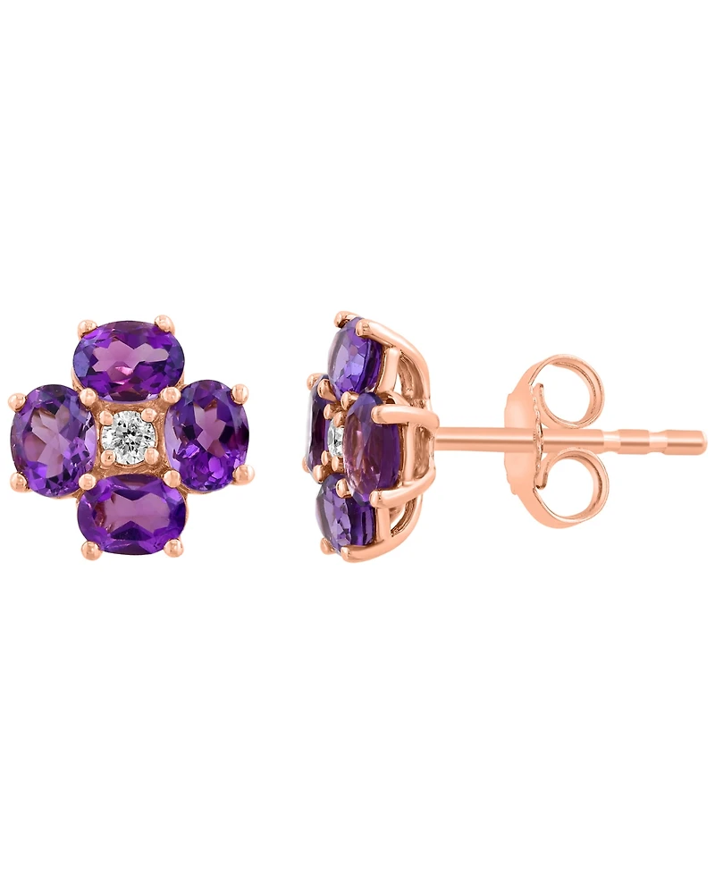 Effy Collection Amethyst (1-1/10 ct. t.w.) & Diamond (1/20 Earrings 14k Rose Gold (Also Available Blue Topaz Citrine)