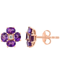 Effy Collection Amethyst (1-1/10 ct. t.w.) & Diamond (1/20 Earrings 14k Rose Gold (Also Available Blue Topaz Citrine)