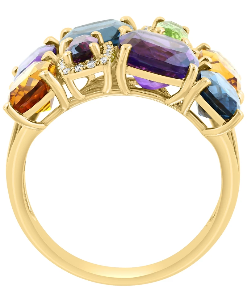 Effy Collection Multi-Gemstone (7 ct. t.w.) & Diamond (1/10 ct. t.w.) Ring in 14k Yellow Gold