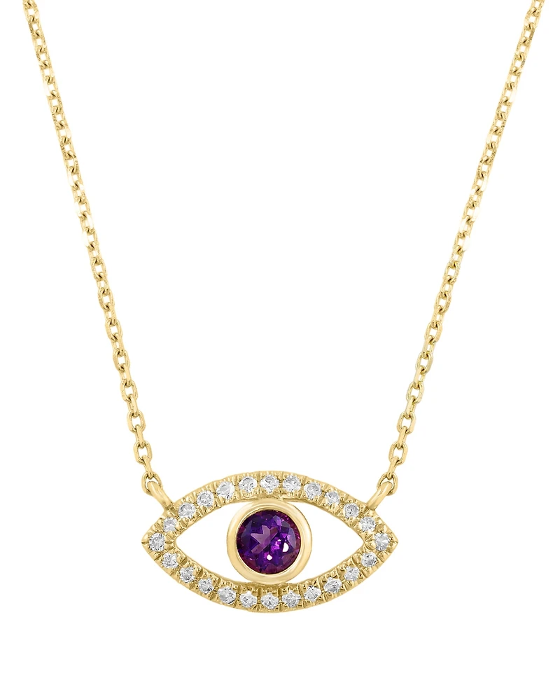 Effy Collection Blue Topaz (1/6 ct. t.w.) & Diamond (1/10 Pendant Necklace 14k Yellow Gold (Also Multi-Gemstone)