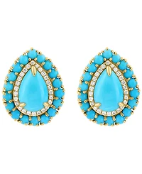 Effy Collection Turquoise & Diamond (2/5 ct. t.w.) Earrings in 14k Yellow Gold