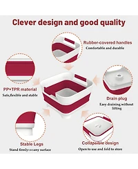 Piscifun Collapsible Wash Basin With Removable Drain Plug Multiuse Foldable Bucket For Camping Rv Kitchen
