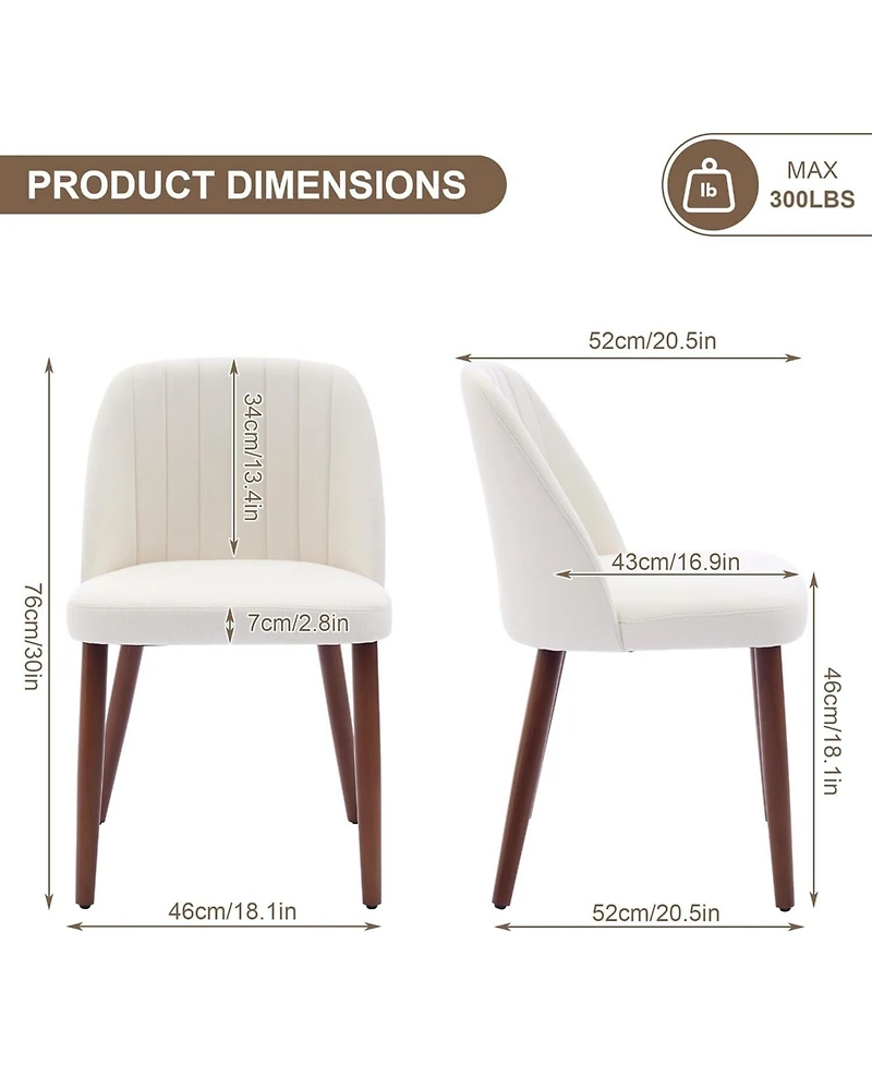 homfan Modern Wooden Dining Chairs Upholstered Linen Seat, Padded Cushion, Sturdy Wood Legs, Perfect for Room and Restaurant, Kitchen