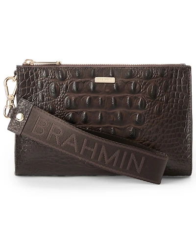 Brahmin Adia Croc-Embossed Zippered Wristlet