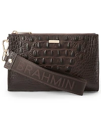 Brahmin Adia Croc-Embossed Zippered Wristlet