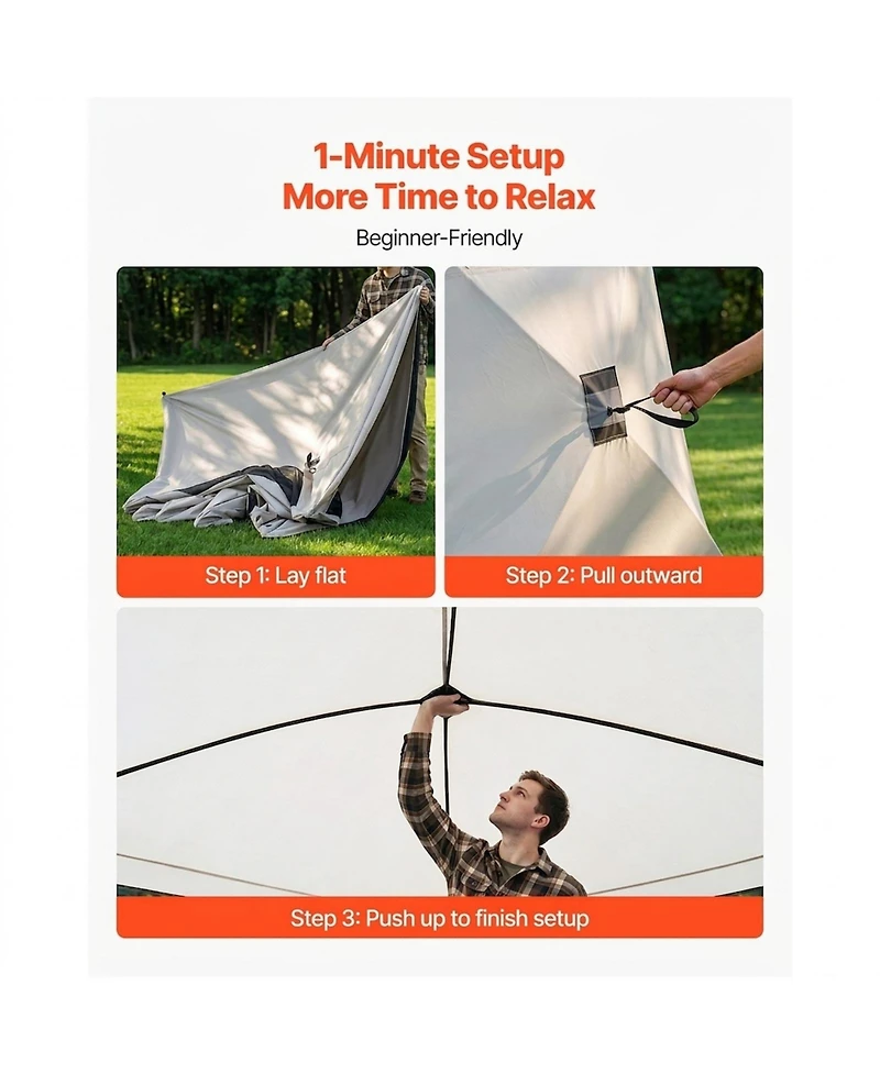 Sugift 4 Person Pop Up Instant Cabin Tent with Large Mesh Windows and 60 Second Setup