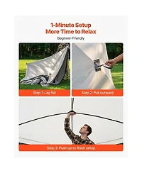 Sugift 4 Person Pop Up Instant Cabin Tent with Large Mesh Windows and 60 Second Setup