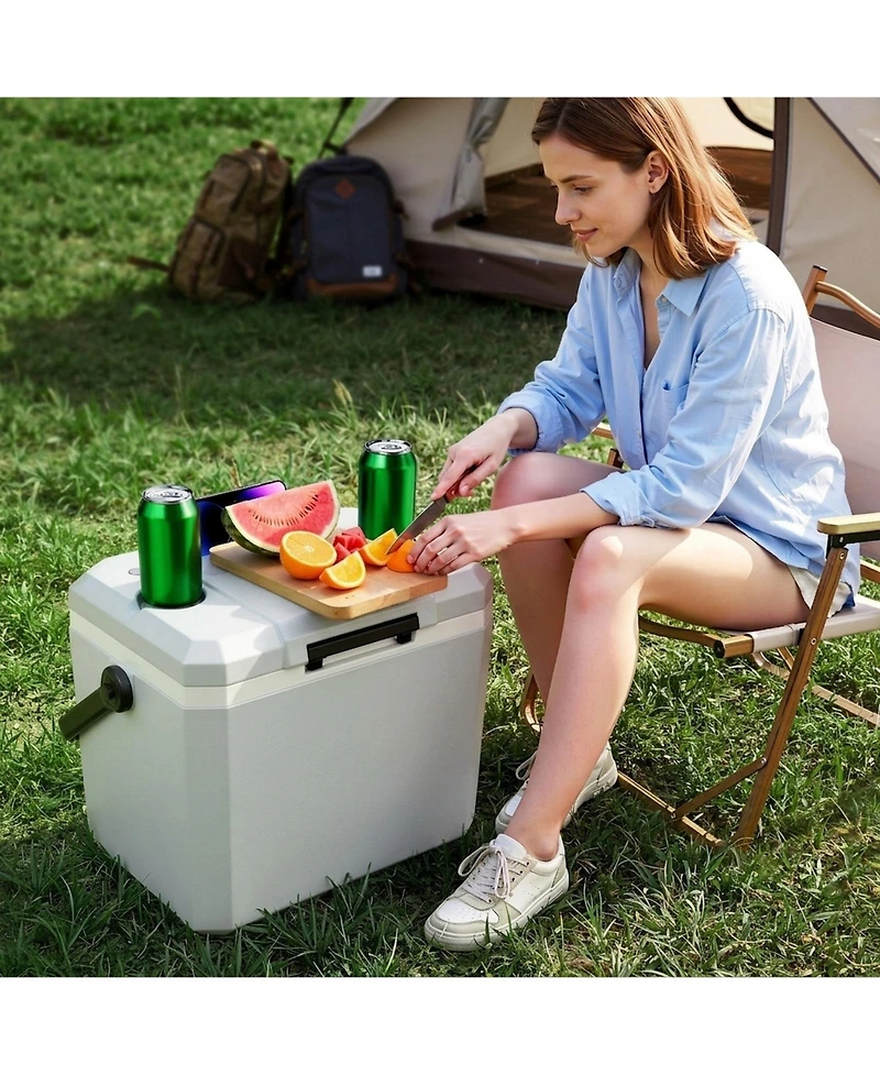 Sugift 24 Qt Small Portable Hard Cooler with Heavy-Duty Handle and 48 Hour Ice Retention