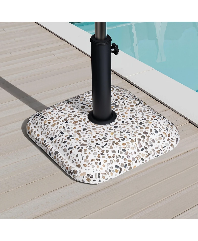 Pellebant 45lbs Patio Umbrella Base Square Cobblestone Concrete Stand Heavy Duty Market Umbrella Stand for Outdoor, Lawn, Deck, Poolside