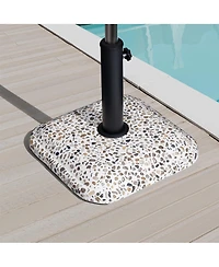 Pellebant 45lbs Patio Umbrella Base Square Cobblestone Concrete Stand Heavy Duty Market Umbrella Stand for Outdoor, Lawn, Deck, Poolside