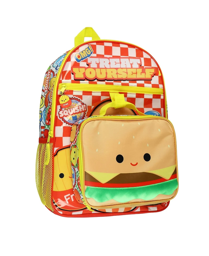 Squishmallows Backpack 16 Inch Treat Yourself 5 Piece Set with Detachable Lunch Box